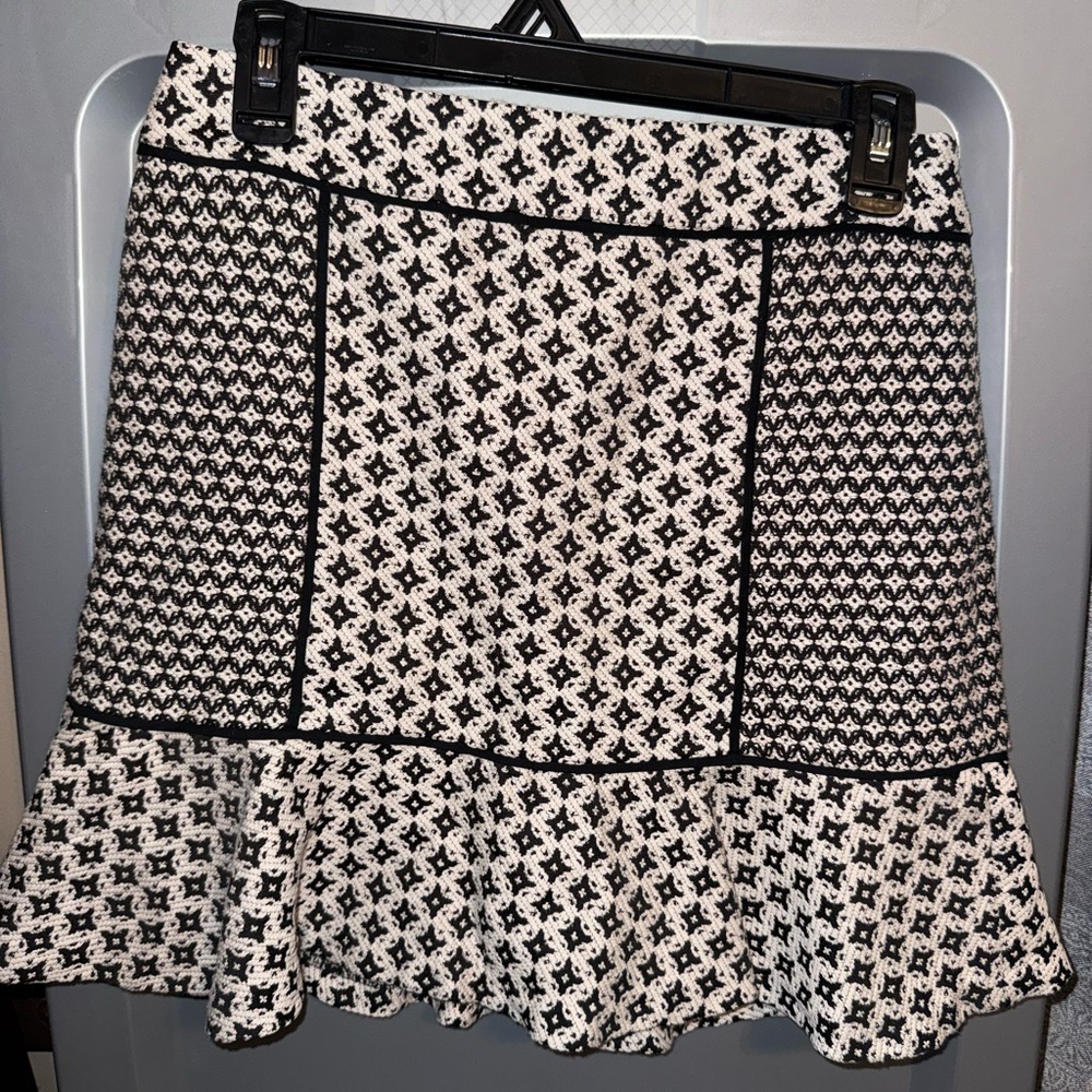 LOFT Black and White Tweed Mini Skirt